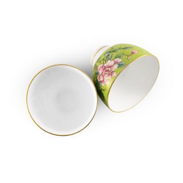 Пиала из фарфора зеленая с цветком 70 мл 1 шт